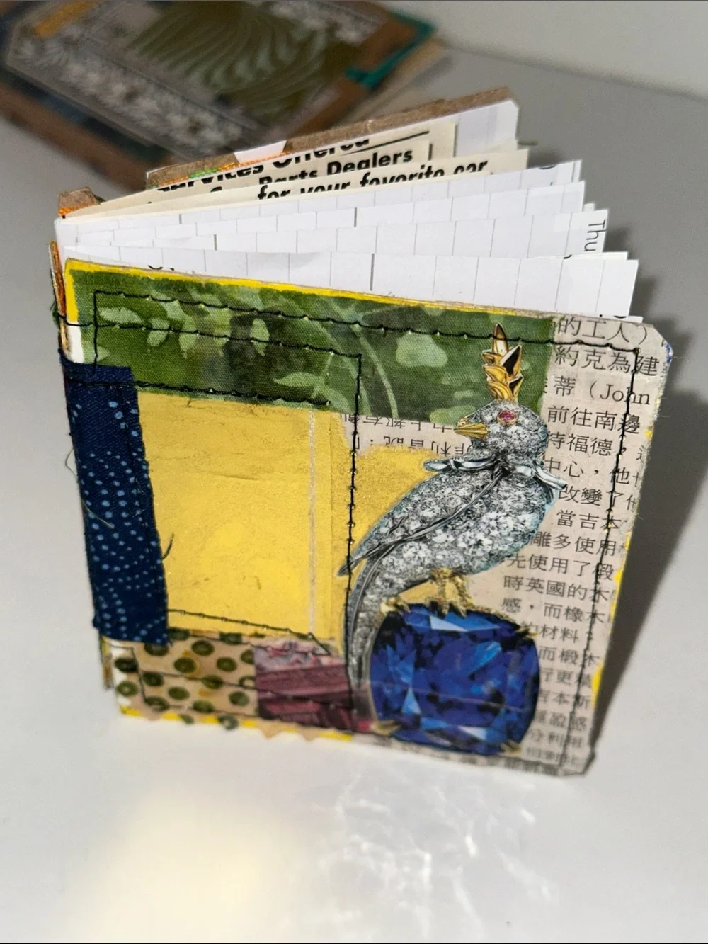 Set of 4 Handmade Mini Junk Journals— Green, Blue & Teal Accents